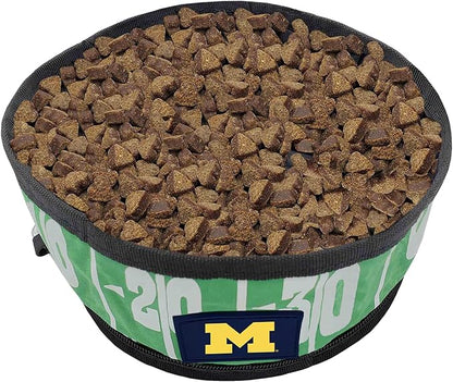 Pets First NCAA Michigan Wolverines Collapsible Dog Travel Bowl Set, 2 Pack Food & Water Bowls for Dogs, Best Portable & Lightweight Leak-Proof Dog Bowls for Travel
