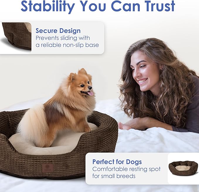 American Kennel Club 26" Clamshell Cuddler Dog Bed - Plush Popcorn Texture, Washable, Non-Slip, for Medium & Large Dogs