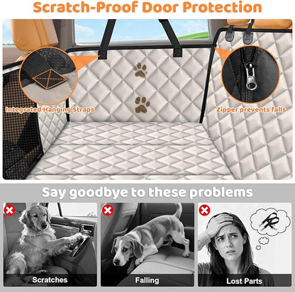 URPOWER XL Dog Backseat Extender for Full-Size Crew Cab Truck, Hard Bottom Dog Car Seat Cover for Back Seat Holds 400lbs, Waterproof Dog Hammock Pet Rear Seat Protector Travel Bed for F150 / Silverado