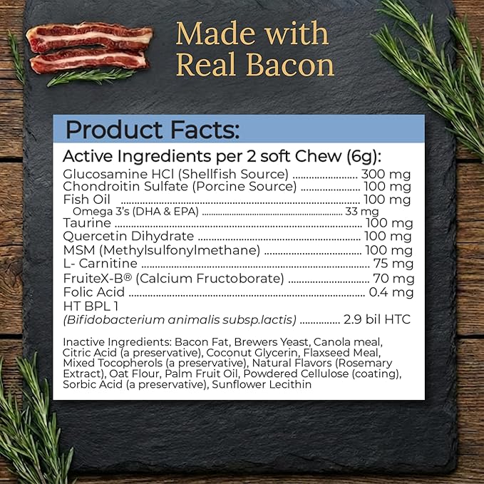 Multivitamins, Balanced Nutrition for Your Rottweiler, 90 Count, Made in The USA with Real Bacon