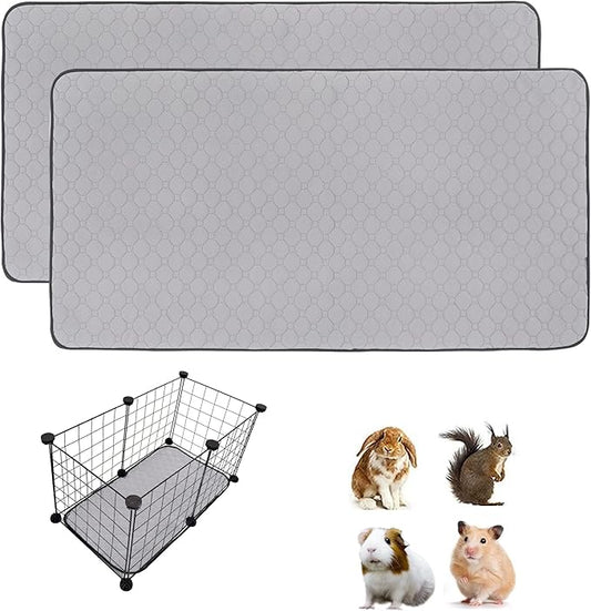 Guinea Pig Cage Liners, 12''X24'' Washable Guinea Pig Pee Pads, Non Slip Reusable Super Absorbent Guinea Pig Training Mat Bedding Fleece for Small Animals Hamster Rabbit Chinchilla Rat, 2Packs