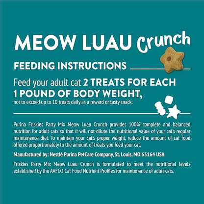 Purina Friskies Cat Treats, Party Mix Meow Luau Crunch - (Pack of 6) 6 oz. Pouches