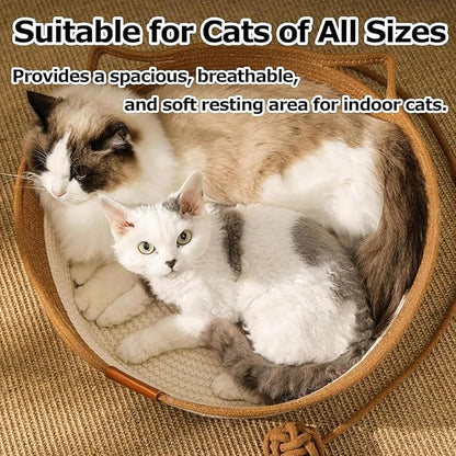 Instinct Basket, Stimulicat Cat Bed, Stimulicat Cat Bed Rope Cotton with Cushion, Eliminates Bed Rejection Round Pet Basket, Boho Catbed for Cats Handwoven Scratchable Breathable Weave (Small-B)