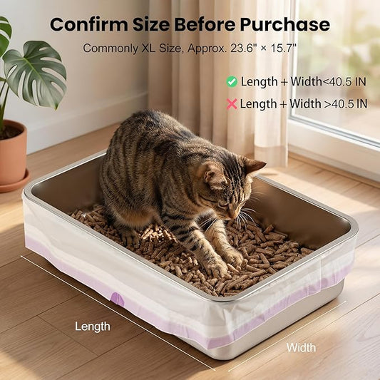 XL Litter Box Liners – Fits 24" Stainless Steel Sifting Litter Boxes for Pine Litter, Tear-Resistant, 28 Count (4 Packs), 1.4 mil