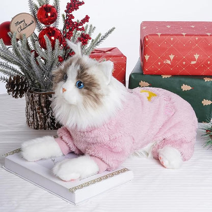 Pistha Plush Dog Pajamas Cute Warm Puppy Crown Pajamas Warm Kitten Winter Jumpsuit Clothes for Small Dogs Cats Girl(M)