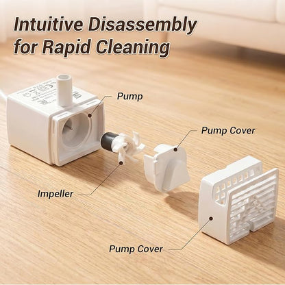 Replacement Water Pump for LUMOVET 95oz/2.8L Cat Water Fountain | Low Noise 5V Water Pump with LED Light