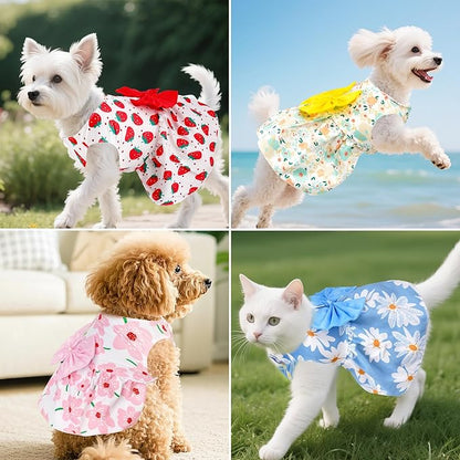 choyaxo 4pcs Cute Dog Dress Pet Dress Puppy Skirt Summer Pet Clothes for Puppy Small Cats