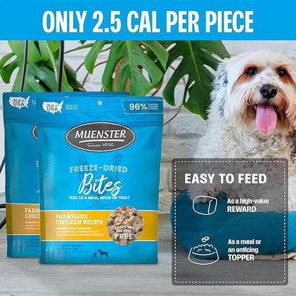 Muenster Freeze Dried Chicken Bites - Dog Food, Treat, Mixer or Topper (5oz) - Grain Free