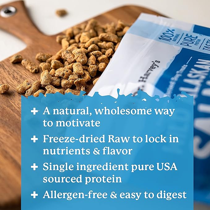 Dr. Harvey's Wild Alaskan Salmon Bites - Freeze Dried Dog Training Treats with Salmon Meat for Dogs - 7 Ounces (Pack of 3)