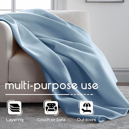 Vellux Original Queen Blanket - Soft Nylon Insulated Blanket for Bed Couch - Lightweight Machine Washable All Season - Pet Friendly Durable Wont Pill or Lint - 90x90 – Blue