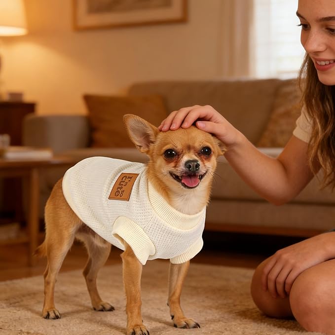 2 Pack Dog Shirt Vest Dog Clothes for Small Dogs Summer Waffle Puppy T-Shirts Soft Sleeveless Pet Clothes Lightweight Medium Large Doggy Outfit Cat Clothing (Pink+Beige, Small)