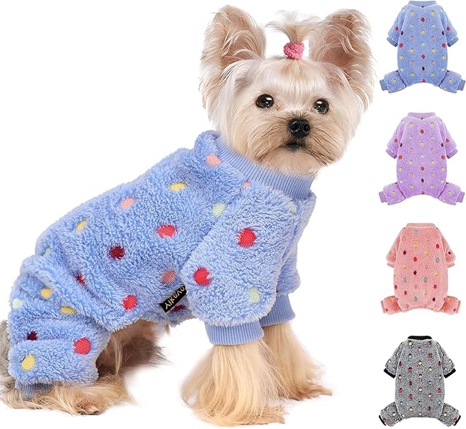 YIKEYO Dog Pajamas for Small Dogs Boy and Girl,Cotton Small Dog Sweater, Stretchable Pet Jammies Puppy Outfits for Dogs Female Male, Winter Doggie Pjs Clothes(Blue, XS)