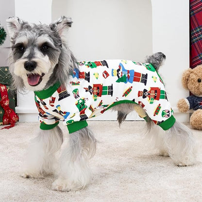 XPUDAC Christmas Dog Pajamas Comfy Dog Clothes for Small Medium Dogs Girl Boy Holiday Pet Outfit Winter Puppy Jumpsuits Pet Pjs Apparel, XS