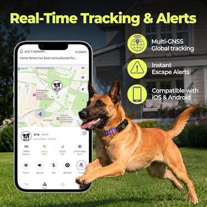 MeeXH GPS Wireless Dog Fence Collar, Smart Dog Tracking Collar with App-Controlled Custom Virtual Boundaries, Real-Time GPS Tracker for Dogs, Escape Alerts with Sound & Vibration Guidance, Waterproof