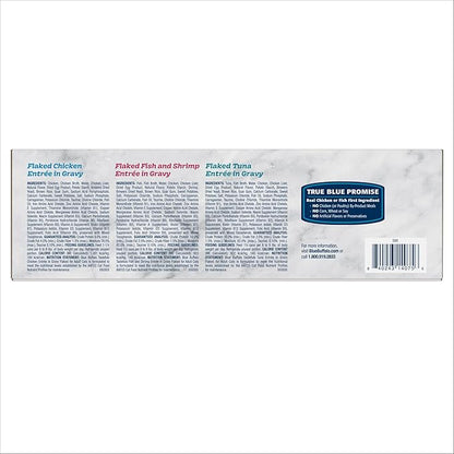Blue Buffalo Tastefuls Natural Flaked Wet Cat Food Variety Pack, Tuna, Chicken and Fish & Shrimp Entrées in Gravy 5.5-oz Cans (12 Count - 4 of Each)