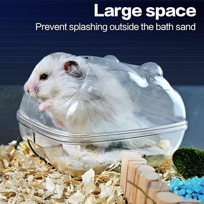 lazYYzal Hamster Bathtub,Hamster Bathroom,Small Animal Habitat Décor,Sand Bath Container Transparent Beds,Hamster Bed,Ice Bathtub,Sleep Pad Nest,Sand Bath Box for Cage Accessories（M）