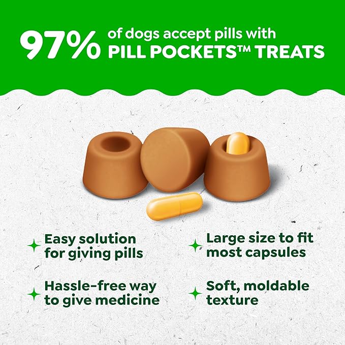 Greenies Pill Pockets for Dogs Large Size, Dog Treat Pouch for Capsule Medication, Cheese Flavor, 15.8 oz. Pouch