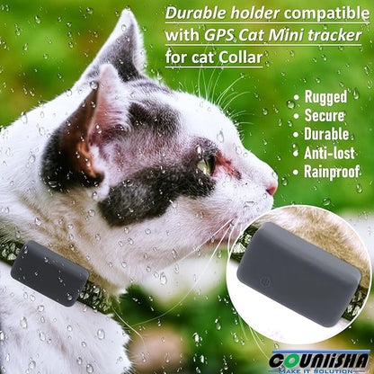 2 Pack Silicone Holder Compatible for Tractive cat Mini Tracker,Rubber Accessories Cover tag,Secure Sturdy GPS Finder Case for Dog Pet Collar (Black,Pink)