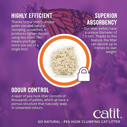 Catit Go Natural Pea Husk Clumping Cat Litter 12.3 lb, Natural