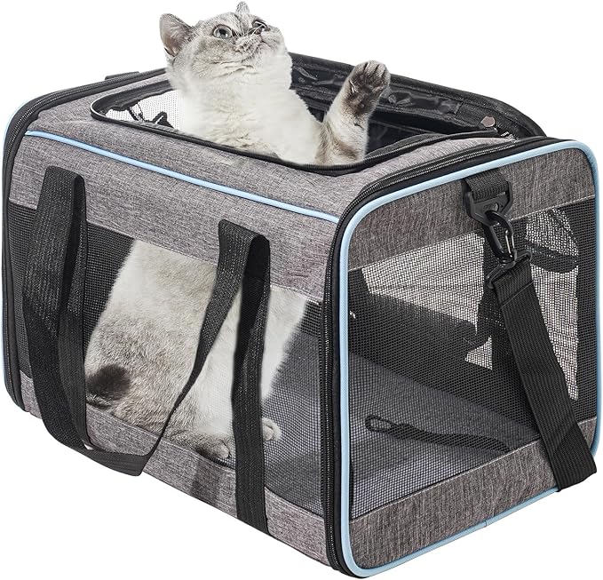Vivicreate Cat Carrier Airline Approved, Soft Sided Pet Carrier for Small Medium Cats Dogs Puppies Up to 15 lbs, Collapsible Dog Carrier with Shoulder Strap, Waterproof Travel Carrier