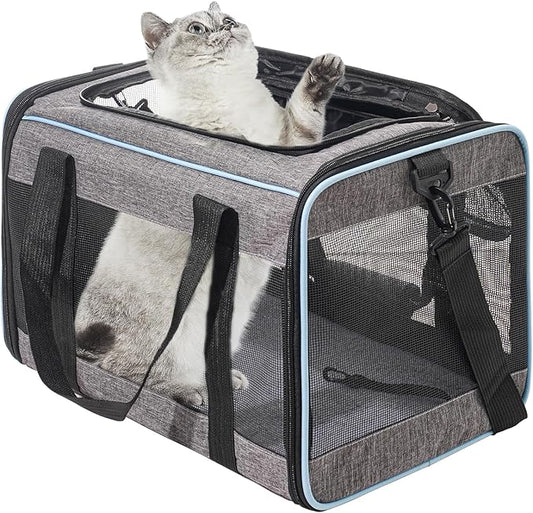 Vivicreate Cat Carrier Airline Approved, Soft Sided Pet Carrier for Small Medium Cats Dogs Puppies Up to 15 lbs, Collapsible Dog Carrier with Shoulder Strap, Waterproof Travel Carrier