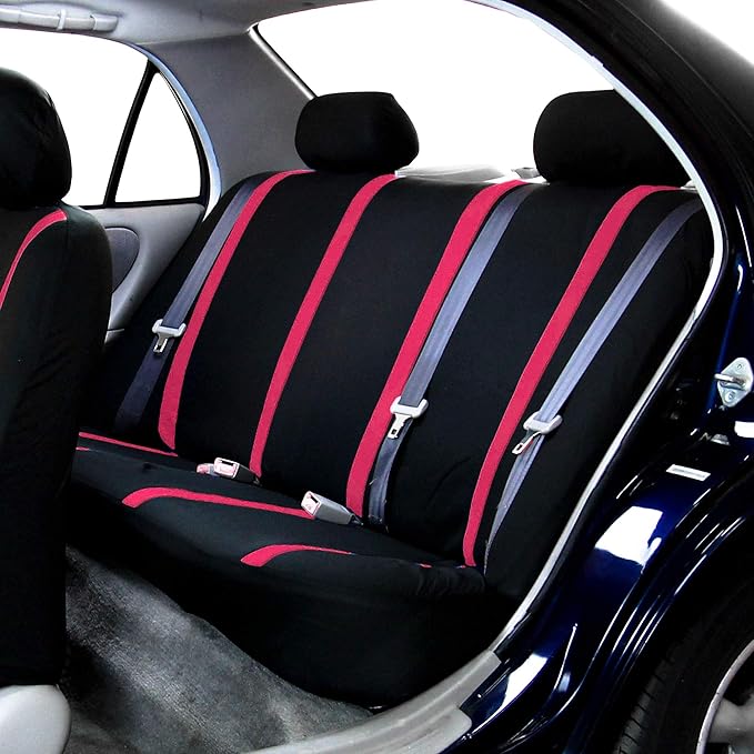 FH Group Car Seat Covers Rear Set Cloth - Car Seat Covers with Removable Headrest,Universal Fit,Automotive SeatCovers,Washable Car SeatCover for SUV,Sedan,Van Pink