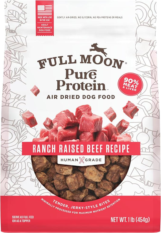 Full Moon Pure Protein Air Dried Dog Food Ranch Raised Beef Recipe 1lb