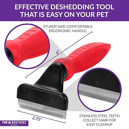 RYAN'S PET SUPPLIES Deshedding Tool, Red, Medium, Professional Dog Grooming Brush for Shedding, Pet Hair Remover, Fur Removal Brush for Medium and Long Pet Hair