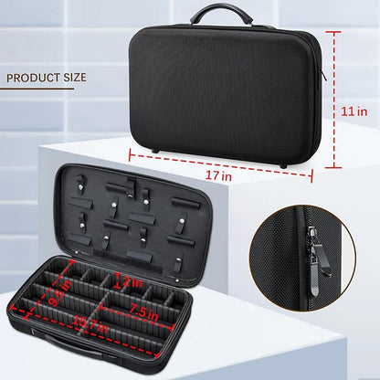 Yueieoun Barber Clippers Case for Travel, 17-inch X-Large Hair Cutting Supplies Bag for Groomer, Trimmer Razor Storage Case for Men, Pet Grooming Kits Organizer for Ufree/for Wahl/for Andis - Black