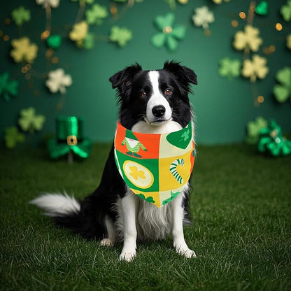 St Patricks Day Dog Bandanas for Large Dogs 7 Pcs Sewing Hemming Dogs Bandanas 33 Inch Shamrocks Scarves Grooming L