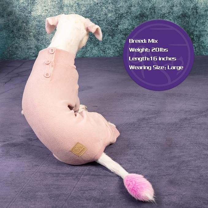 cyeollo Dog Pajamas Thermal Fleece Dog Coat Pjs Stretchable Jumpsuit Turtleneck Warm Winter Pet Coats Doggie Clothes Outfits for Small Dogs, Pink L