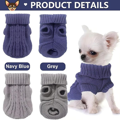 2 Pieces Dog Sweaters for Small Dogs, Chihuahua Yorkie Sweater, Dog Clothes Winter Warm Pullover Sweaters, Pet Cat Clothing Cold Weather Puppy Clothes Outfits (Small)