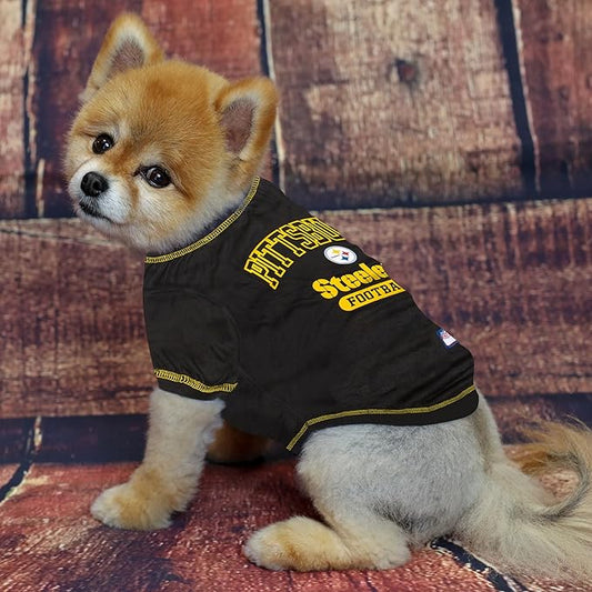 NFL Pittsburgh Steelers Dog T-shirt Small. - Licensed Shirt for Pets Team Colored with Team Logos- Premium Stretchable Materials for the comfort of your Dog & Cat