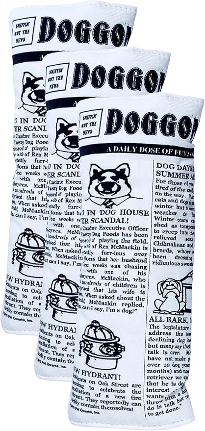 Pet Qwerks Plush Interactive Dog Toys - Newspaper Squeaker Toy - 10 in,Large Breeds (Pack of 3)