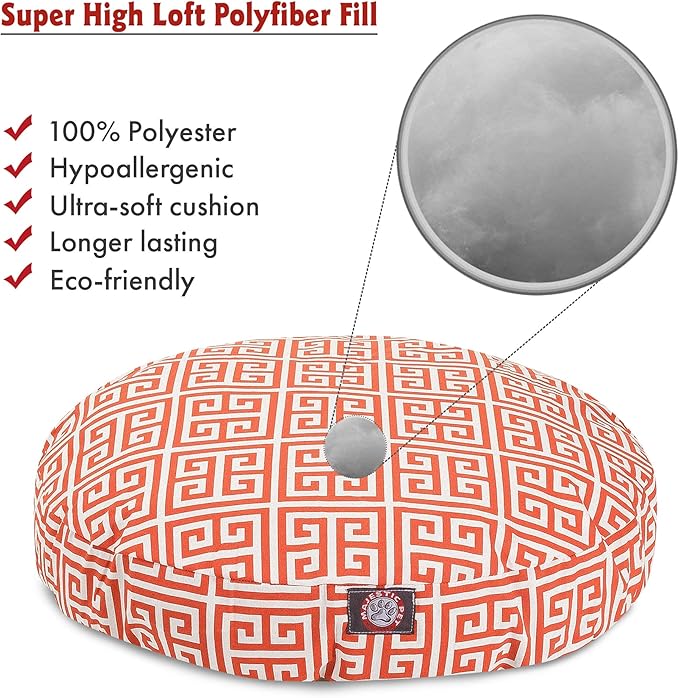 Orange Towers Medium Round Indoor Outdoor Pet Dog Bed With Removable Washable Cover By Majestic Pet Products