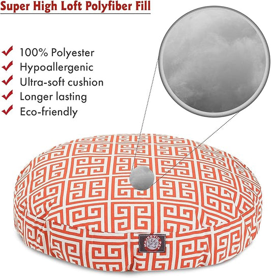 Orange Towers Medium Round Indoor Outdoor Pet Dog Bed With Removable Washable Cover By Majestic Pet Products