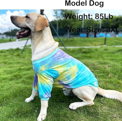 Tie Dye Dog Clothes for Extra Large Dogs Breathable Cotton Dog Shirt Dog Pajamas Big Dogs Boy Girl Blue 2XL