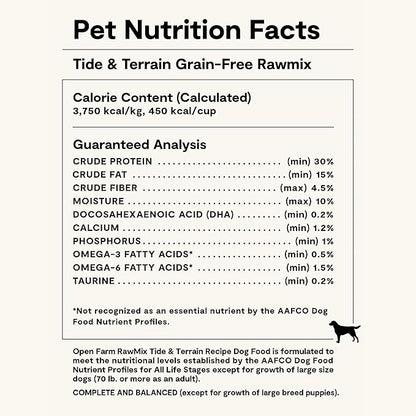 Open Farm, RawMix Grain-Free Dry Dog Food, Protein-Packed Kibble Coated in Bone Broth with Freeze Dried Raw Chunks, Pollock Beef & Salmon, Tide & Terrain Recipe, 20lb Bag