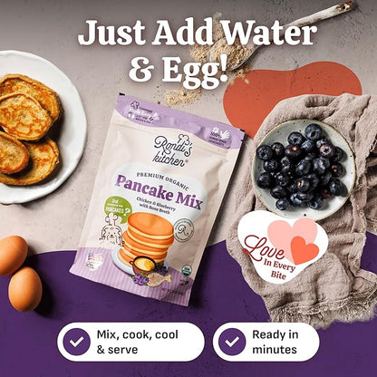 Rondi's Kitchen Pancake Mix for Dogs - Premium All-Natural & Organic Dog Treats, Healthy Dog Snacks for All Ages & Sizes, Made with Human-Grade Ingredients - Chicken & Blueberry
