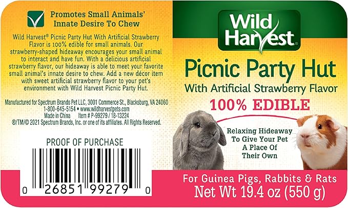 Wild Harvest™ Picnic Party Hut, Artificial Strawberry Flavored House for Pets, 1 Ct.