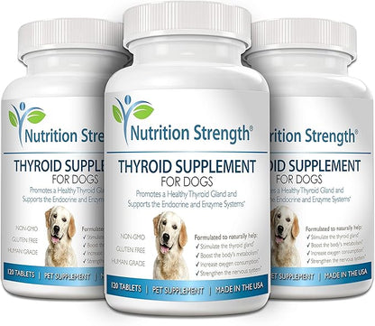 Thyroid Supplement for Dogs, Support for Hypothyroidism in Dogs with Organic Bladderwrack, Promotes Normal Function of Endocrine and Enzyme Systems, 120 Chewable Tablets