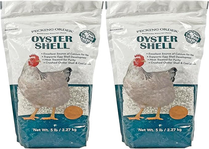 Pecking Order Oyster Shell, Calcium Supplement, Laying Hens | Strong Egg Shells | 5 LB | Pack of 2