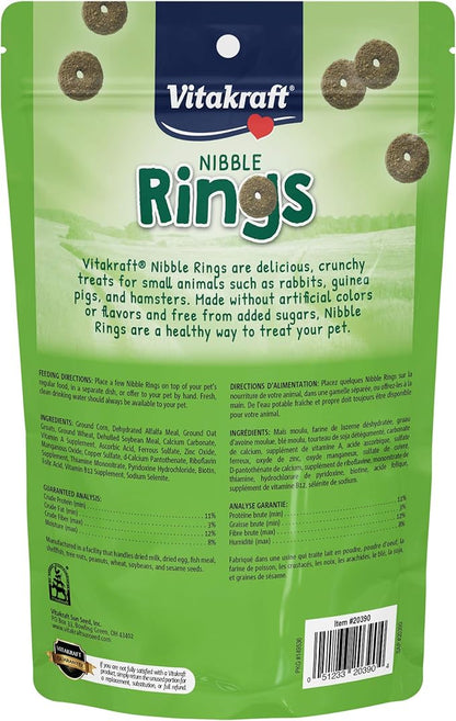 Vitakraft Nibble Rings Small Animal Treat, 10.6 oz Healthy Crunchy Snack for Rabbits, Guinea Pigs, Hamsters & Other Small Pets, Wholesome Wheat & Alfalfa, Added Vitamins & No Artificial Flavors