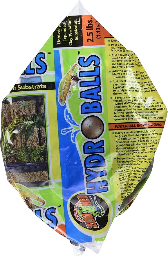 Zoo Med HydroBalls Lightweight Expanded Clay Terrarium Substrate, 2.5 Pounds (Pack of 2)