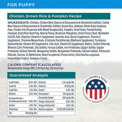 Natural Balance Health Protection Puppy Dry Dog Food – Whole Body Health, Easy on Digestion Dog Food Made with Chicken, Brown Rice & Pumpkin for Puppies - 4lbs.