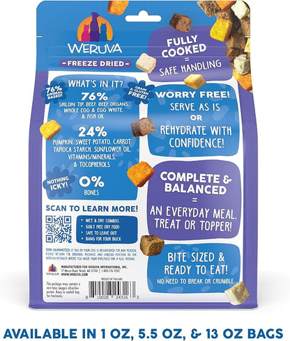 Weruva Dog Freeze Dried, Steak Frites Dinner with Sirloin Tip, Egg, Pumpkin & Sweet Potato, 5.5oz Bag