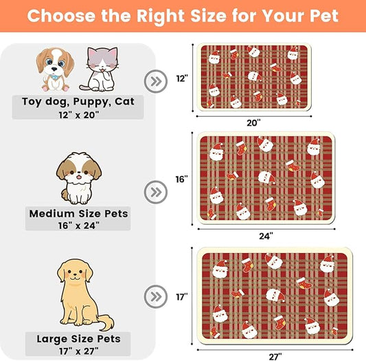 Pet Feeding Mat-Absorbent Pet Placemat for Food and Water Bowl, with Waterproof Rubber Backing, Quick Dry Water Dispenser Mat for Dog and Cat (24"x16", Red)