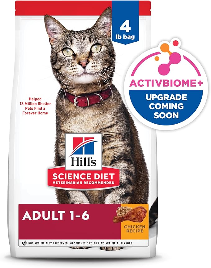 Hill's Science Diet Adult 1-6 Dry Cat Food, Chicken, 4 lb. Bag