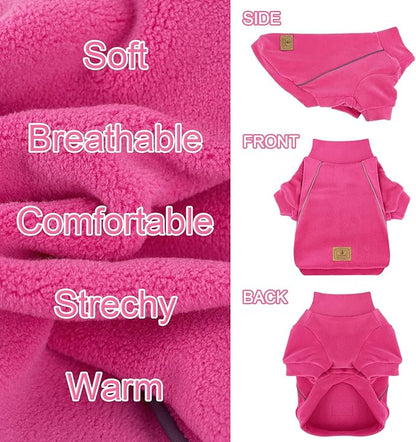 XPUDAC 4 Pack Dog Sweaters Fleece Dog Sweatshirt Winter Pet Clothes for Small Medium Dogs Boy Girl Pullover Puppy Christmas Outfits Cat Apparel, Purple, Light Pink, Hot Pink, Red, M