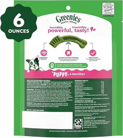 Greenies Veterinarian-Recommended Natural Dental Puppy Treats Petite Size, Dental Treats for Dogs, 6 oz. Pack, 10 Count